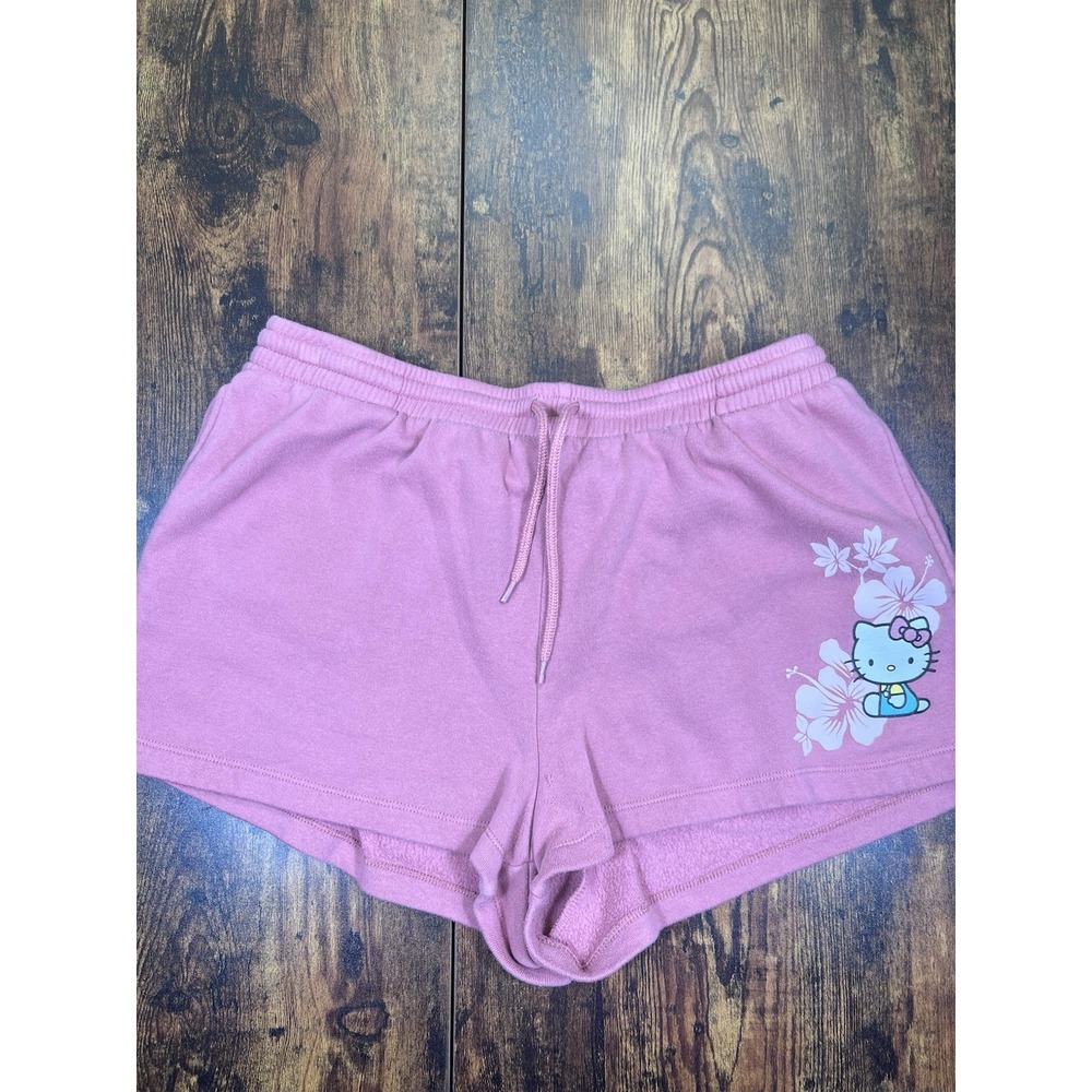 Sanrio Hello Kitty Shorts Size XXL Womens Pink Hibiscus Floral Tropical Lounge